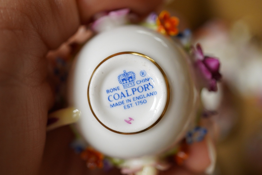 A collection of mixed Wedgwood jasperware, Coalport and Spode miniature teawares.